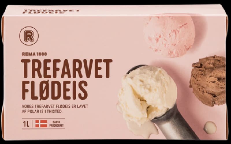 TREFARVET FLØDEIS